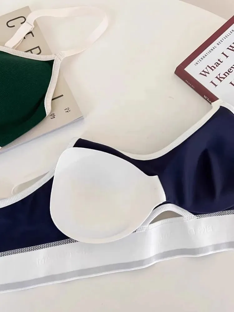 Nahtlose Sport-Bralette für Teenager, kabellos, Anti-Sagging, dünne Körbchen, kleine Bruststütze, Racerback, leichtes BH-Set, Dessous — image 4