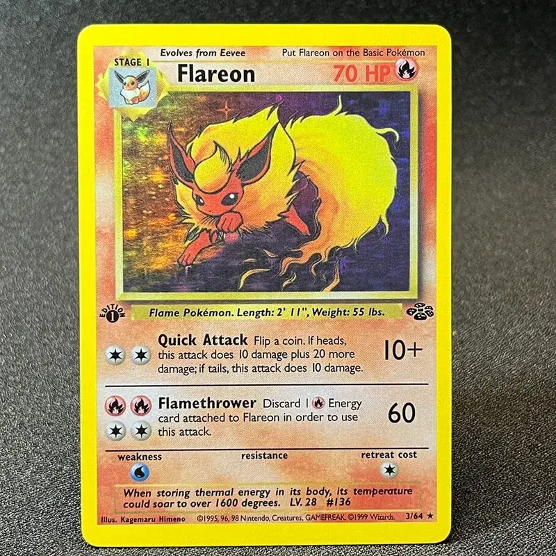 Carte foil PKM Charizard Blastoise Venusaur Alakazam Mewtwo Zapdos Raichu 1996 1a edizione Game Collection Carte proxy PTCG — image 10
