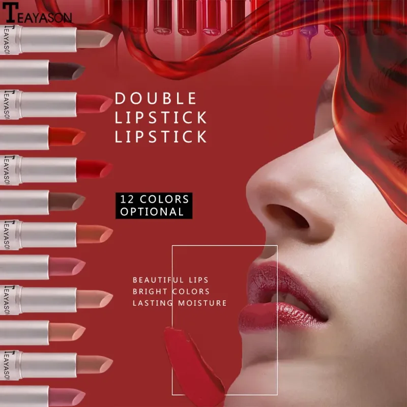 1PC Pink Matte ลิปสติก Waterproof Long-Lasting Moisture 2-in-1 Lip Tint เซ็กซี่ Lip GLOSS Lip แต่งหน้าสำหรับผู้หญิง — image 3