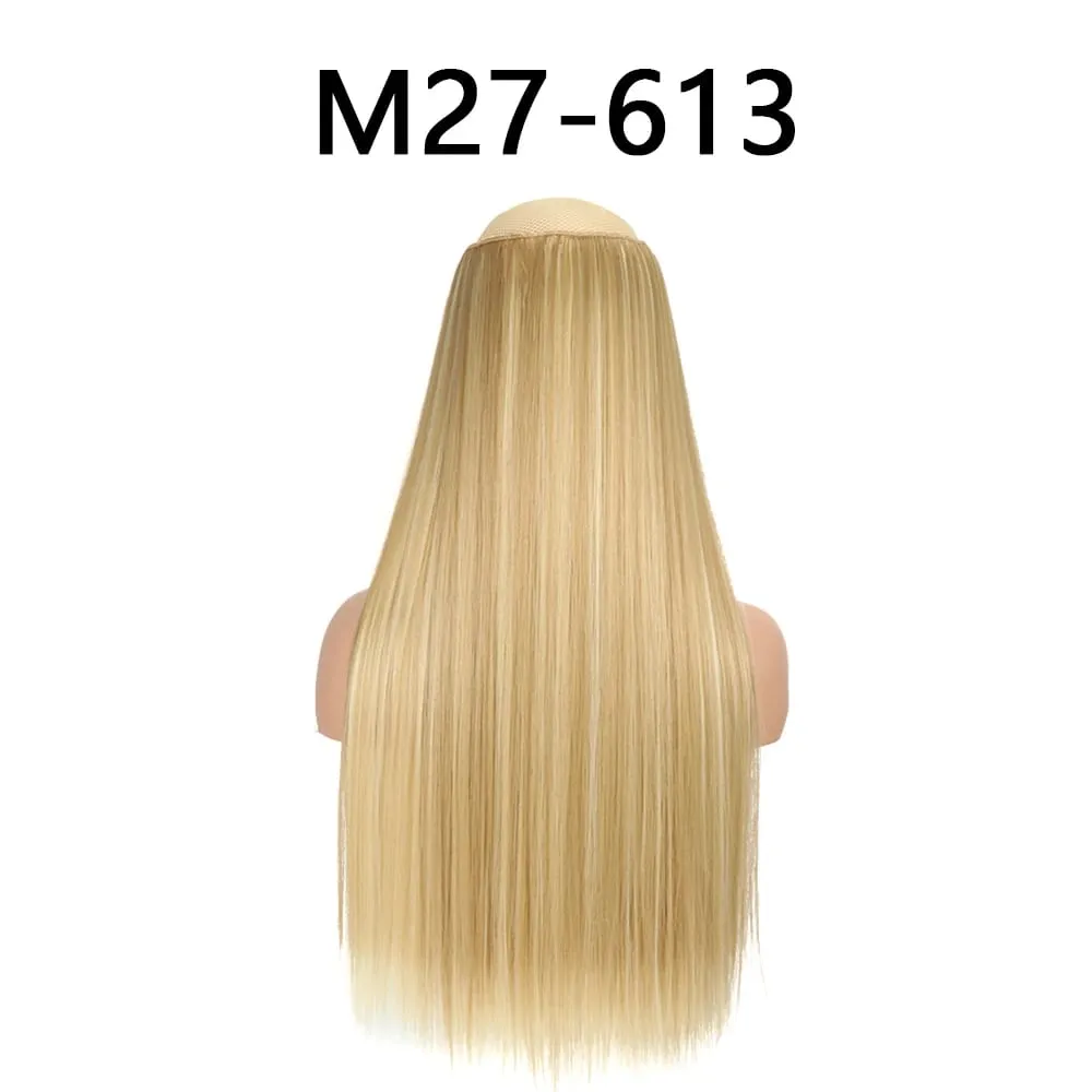 สังเคราะห์ 24 นิ้ว One Piece 5 คลิปยาวตรงทรงผมทนความร้อนปลอม Hairpiece สำหรับผู้หญิง NATURAL Brow — image 28