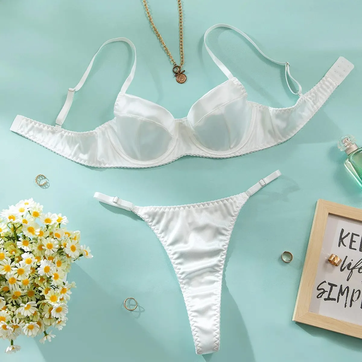 2-teiliges sexy BH-Set für Damen, Unterwäsche, Bügel, Push-Up, Satin, Patchwork-BHs und Tangas, Anzüge, attraktives Bilizna-Intim-Set — image 7