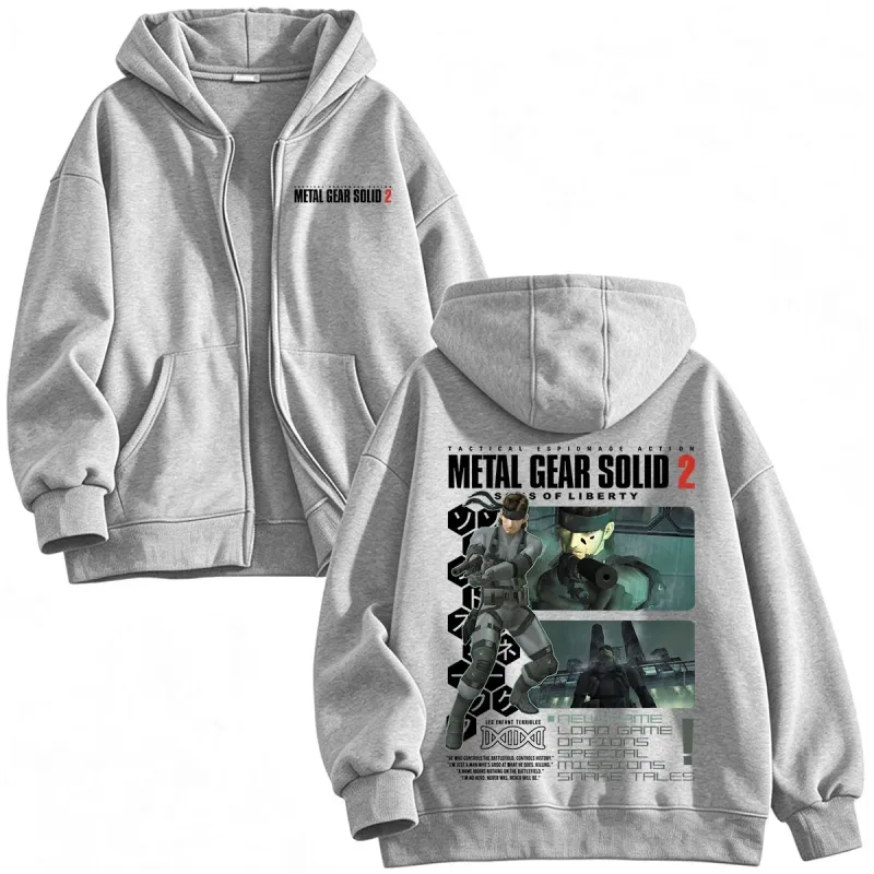 Metal Gear Solid 2 Sons of Liberty MGS2 Solid Snake Game Zipper Sweat à capuche pour homme Femme Polaire Zip Up Sweats à capuche Vestes Manteaux — image 5