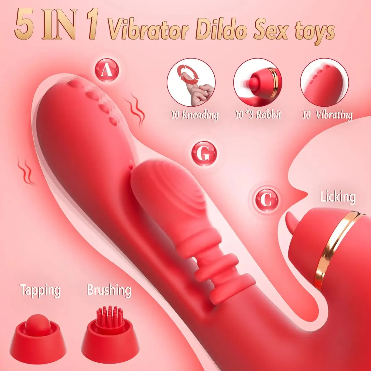 5 DALAM 1 Menoreh Menyodorkan Dildo Vibrator untuk Wanita G Spot Vibrator Menguli Clit Stimulator Pelancap Wanita Mainan Seks Dewasa
