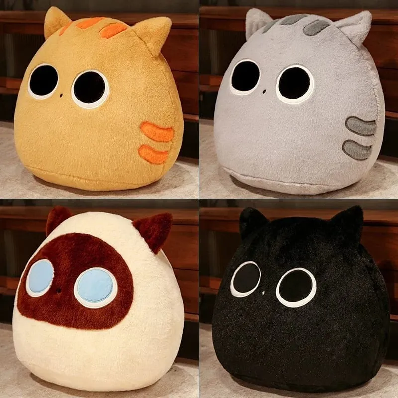 Bantal Mewah Kucing Hitam dan Coklat Bulat Lucu Berbulu Generik Boneka Lembut Mainan Sofa Tempat Tidur Bantal Punggung Dekorasi Rumah untuk Dewasa — image 2