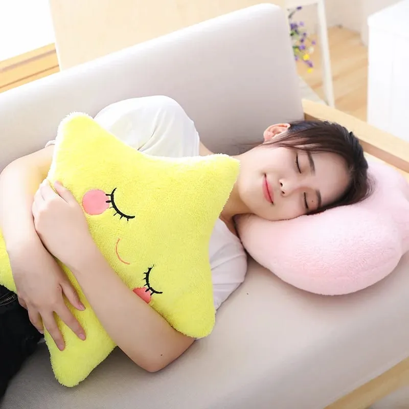 Fantastik Yıldız Bulut Ay Gökkuşağı Peluş Yastık Dolması Gökyüzü Doğal Yastık Sarı Pembe Mavi Utangaç Duygu Peluş Dekorasyon Hediye — image 4