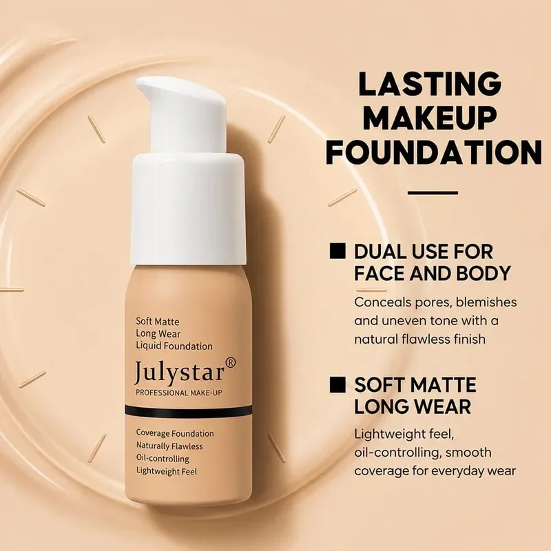 ชุดแต่งหน้าพื้นฐาน 3 ชิ้น แปรงรองพื้นและคอนซีลเลอร์ฟรี Matte 16H Oil-Control Lightweight Full-Coverage สำหรับใบหน้ารายวันอย่างเป็นธรรมชาติ — image 6
