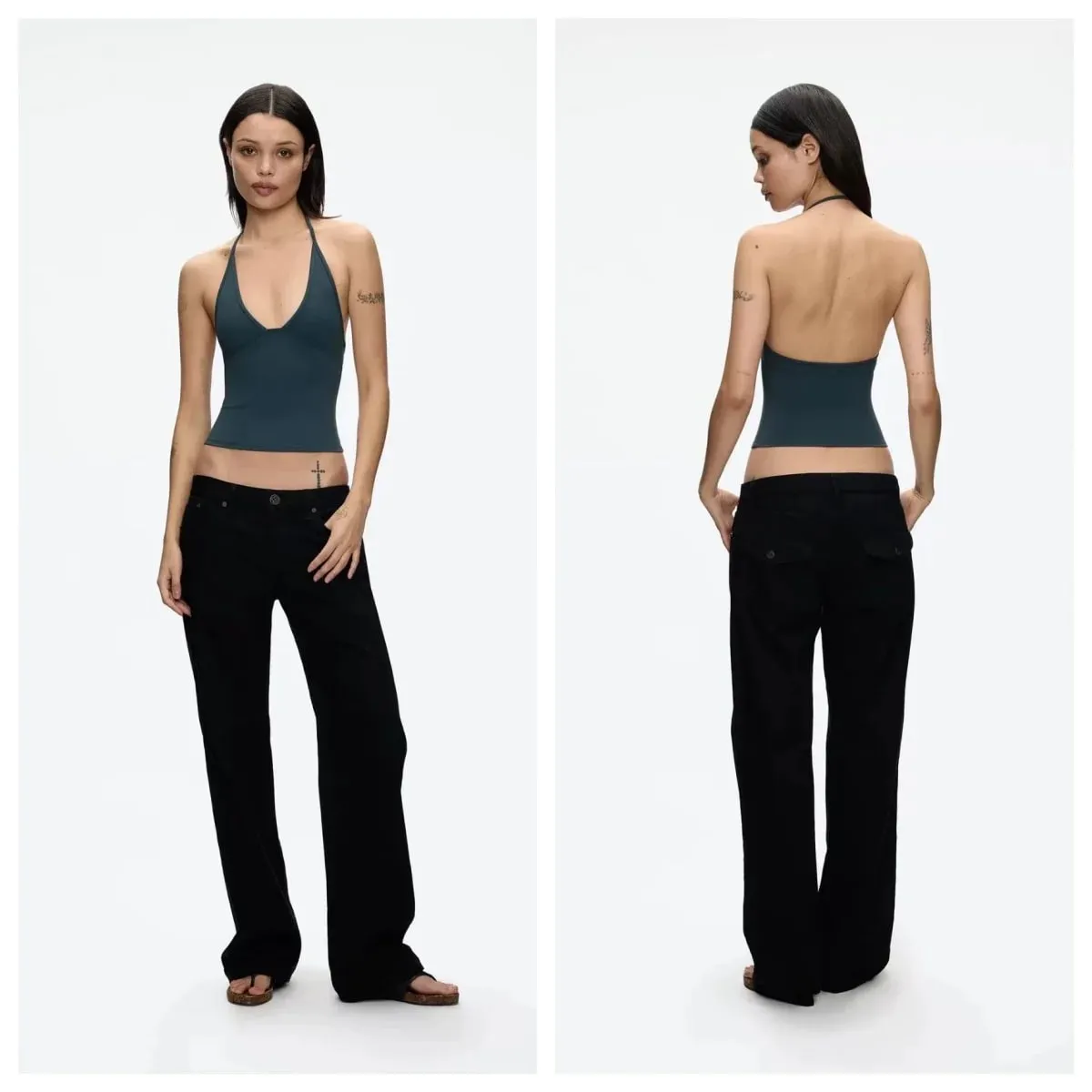 Rompi Tangki Halter V Dalam Warna Polos Atasan Tanpa Lengan Dasar Kamisol Coklat Tanah — image 1