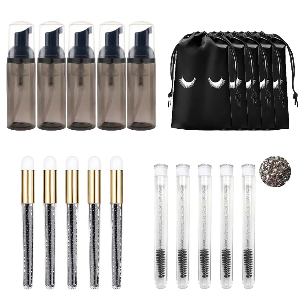 60ml 리필 가능 빈 플라스틱 펌프 병 래쉬 확장 청소 키트 긴 막대 브러시 래쉬 경기자 먼지 튜브 EVA 보관 가방 도구 — image 6