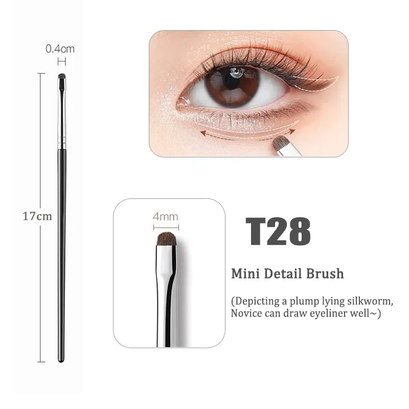 Perincian Berus Solek Pembayang Mata Kecil Berus Kening Berus Celak Halus Rata Serlahkan Smudge Silkworm Shadow Brush Alat Solek — image 9