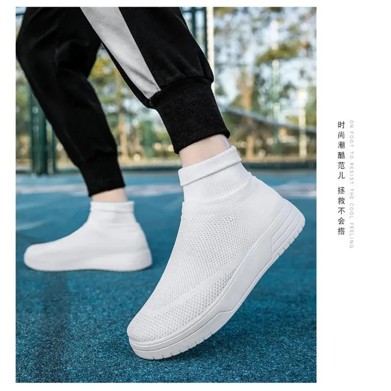 Chaussettes chaussures pour hommes printemps 2026 nouveau Couple chaussettes respirant maille haut chaussures décontractées pour hommes un pied semelle épaisse baskets hommes — image 9
