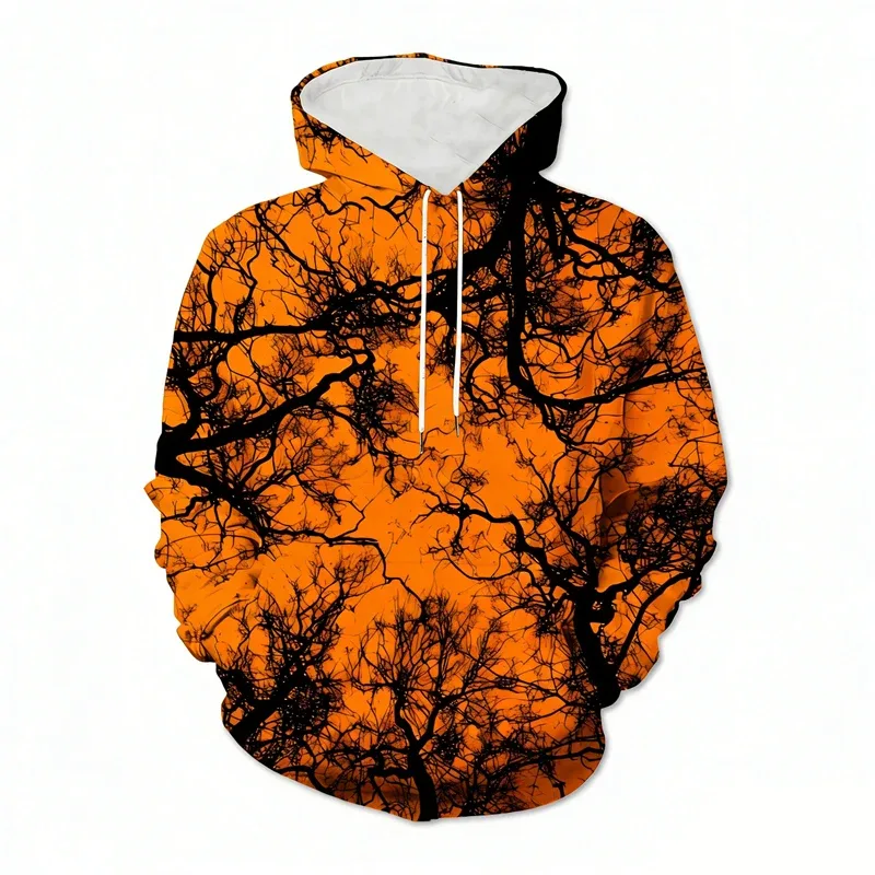 Sudaderas con capucha de árbol con estampado 3d multicolor para hombre, ropa con patrón de plantas, sudaderas con capucha de manga larga para calle al aire libre — image 5