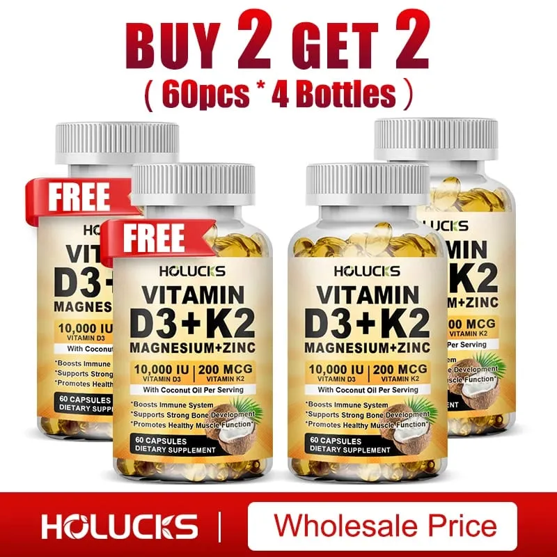 Vitamin D3 K2 Capsule with Coconut Oil Promotes Strong Bones for Teeth Heart Cardiovascular Health Magnesium+Zinc Supplement — image 6