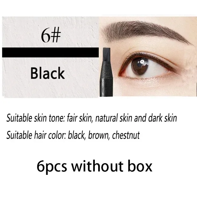 6/12PCS ดินสอเขียนคิ้ว Hard Core ขายส่งแต่งหน้าดึงสาย Haozhuang ยี่ห้อถาวร Peel off สีขาวสีดำกันน้ำธรรมชาติ
