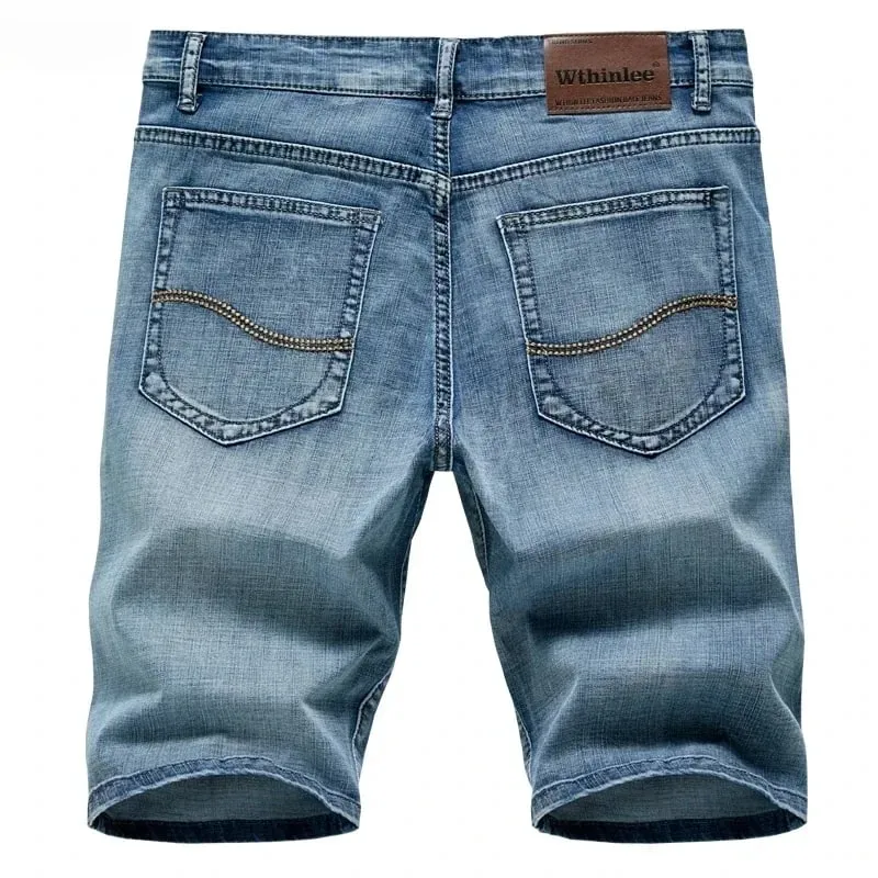 2025 Summer New Men's Denim Shorts Classic Black Blue Thin Section Fashion Slim Business Casual Jeans Shorts Male Brand — image 2