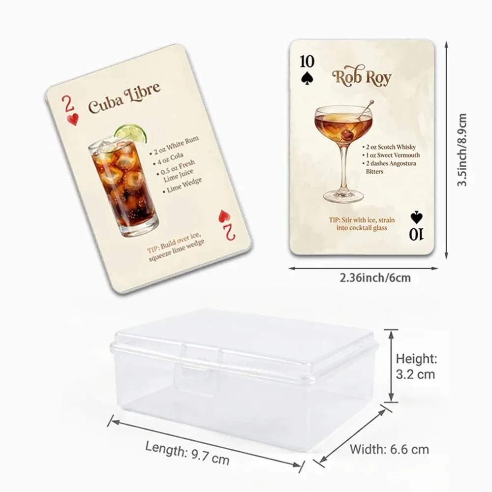 ดาดฟ้า 54 ใบของสูตรค็อกเทลดั้งเดิมคู่มือ Bartender การ์ดเล่นปาร์ตี้ Home Bar Decor ดื่มเกมกล่องเก็บของ — image 6