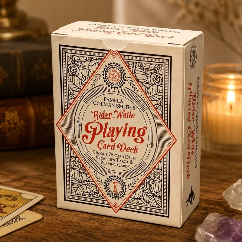 RWS-Spielkartendeck: Pokerdeck mit 78 Karten, illustriert mit RWS-Bildern, kombiniert Tarot- und Spielkarten, 9 x 6 cm, doppelt geprägt