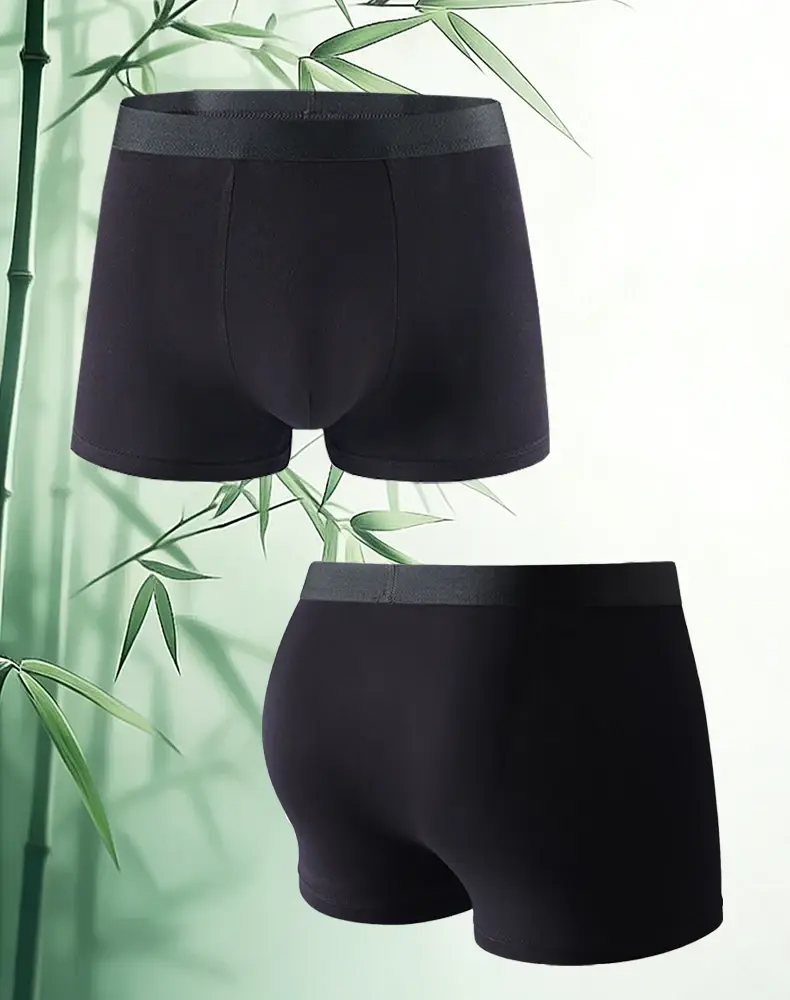 2Pcs Men's Bamboo Fiber Black Boxer Shorts Thin Quick Drying Soft and Comfortable Men Underwear Daily Casual Boxer Briefs — image 2