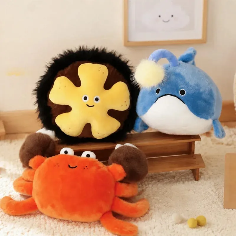 Neue kreative Ozean-Plüschtiere, Seeigel, Laternenfisch, Krabbe, Orca, Plüsch-Überwurfkissen, niedliche Meerestiere, dekorative Kissen für Sofa — image 3