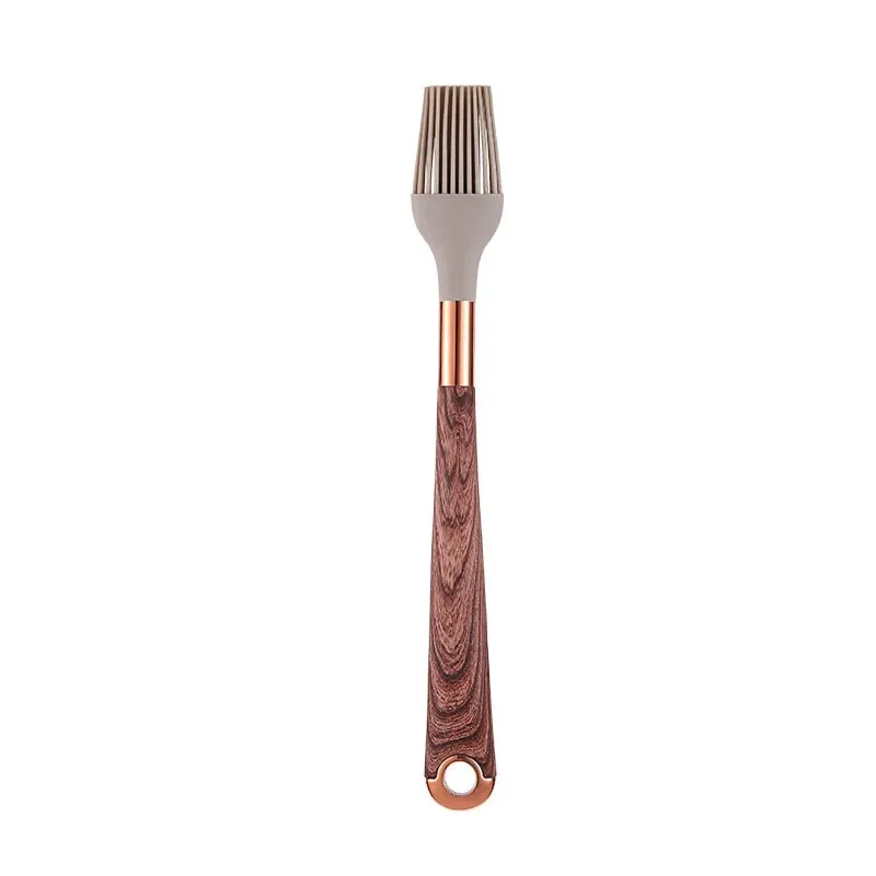 Set Perkakas Dapur Silikon 10 Keping Perkakas Memasak dengan Pemegang Perkakas Pemegang Corak Kayu Alat Memasak Nonstick JT264 — image 17