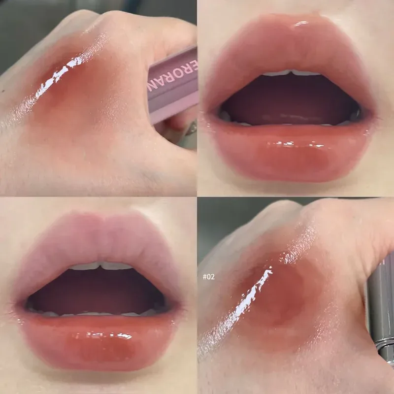 Różowy różowy jednolity błyszczyk lustrzane usta pulchne nawilżająca szminka odżywcza woda lekka odcień ust czerwona błyszczyk do ust koreański makijaż — image 11