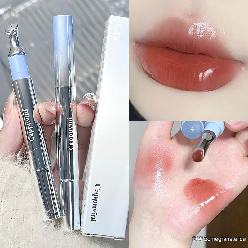 Cermin Esensi Berair Lip Gloss Tahan Lama Tidak Lengket Lipstik Cair Menepuk Jelly Lip Glaze Makeup Pelembab Warna Bibir — image 8