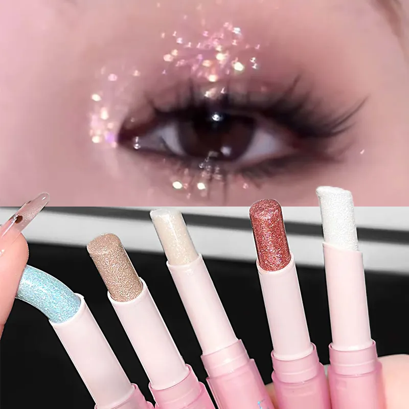 Funkelnder wasserfester Lidschatten-Textmarker, blauer Diamant-Gelee-Lidschattenstift, glitzernder rosa lila Lidschatten, erhellt das Make-up — image 3