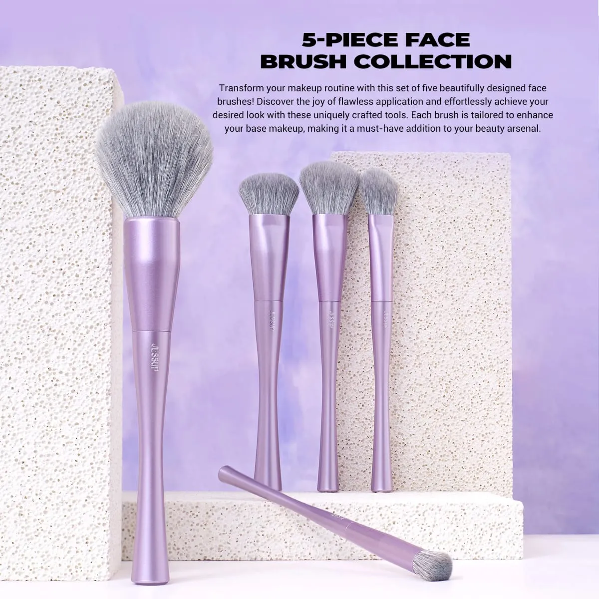 Jessup – ensemble de pinceaux de maquillage professionnels, 14 pièces, pour fond de teint végétalien, fard à paupières, poudre de Contour, Kit de pinceaux de mélange de luxe violet T512 — image 3