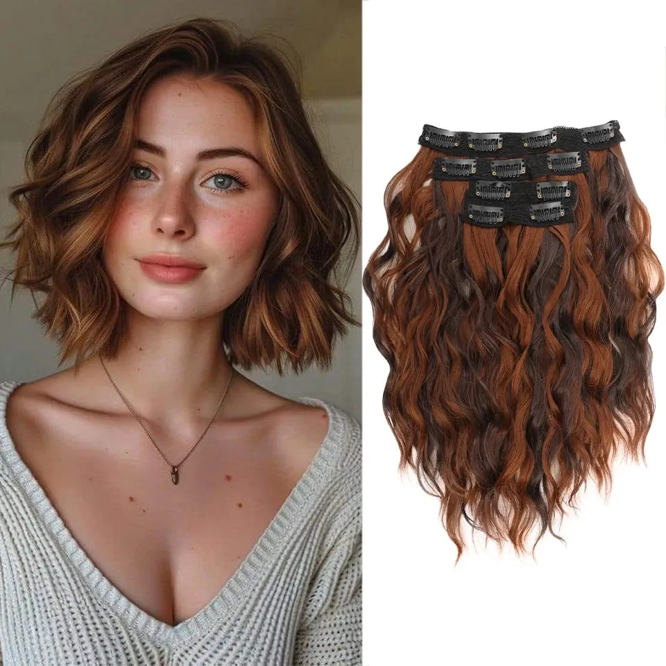 Estensioni dei capelli con clip a rotolo corto in quattro pezzi da 12 pollici, adatte per le riunioni quotidiane delle donne, Gestivals e celebrazioni — image 17