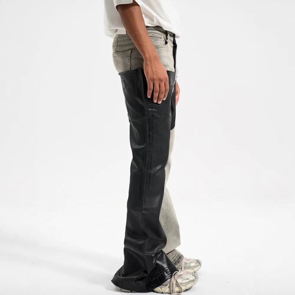 Ανδρικό χρώμα Contrast Casual Trendy Απλό Basic Slim Flare τζιν παντελόνι Four Seasons New Fashion Ανδρικό τζιν παντελόνι Streetwear — image 6