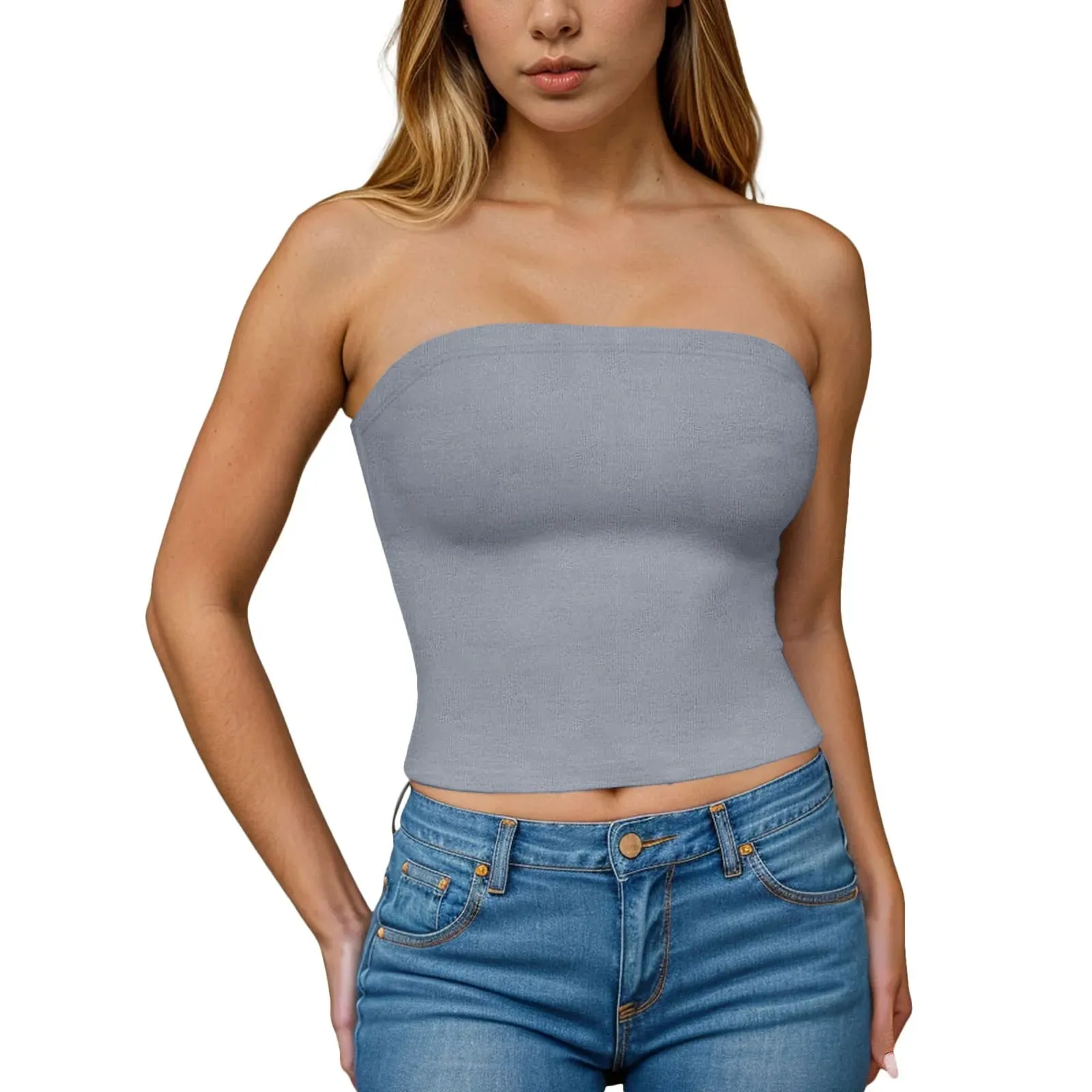 Hauts tubulaires Sexy pour femmes, épaules dénudées, sans bretelles, couleur unie, dos nu, Bandeau, Slim Fit, chemises à bascule, sous-vêtements