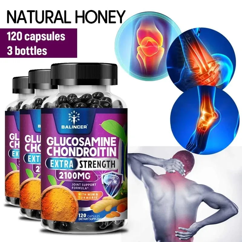 Complexo de glucosamina e condroitina com suplemento dietético de suporte articular de raiz de cúrcuma 120 cápsulas vegetarianas — image 3