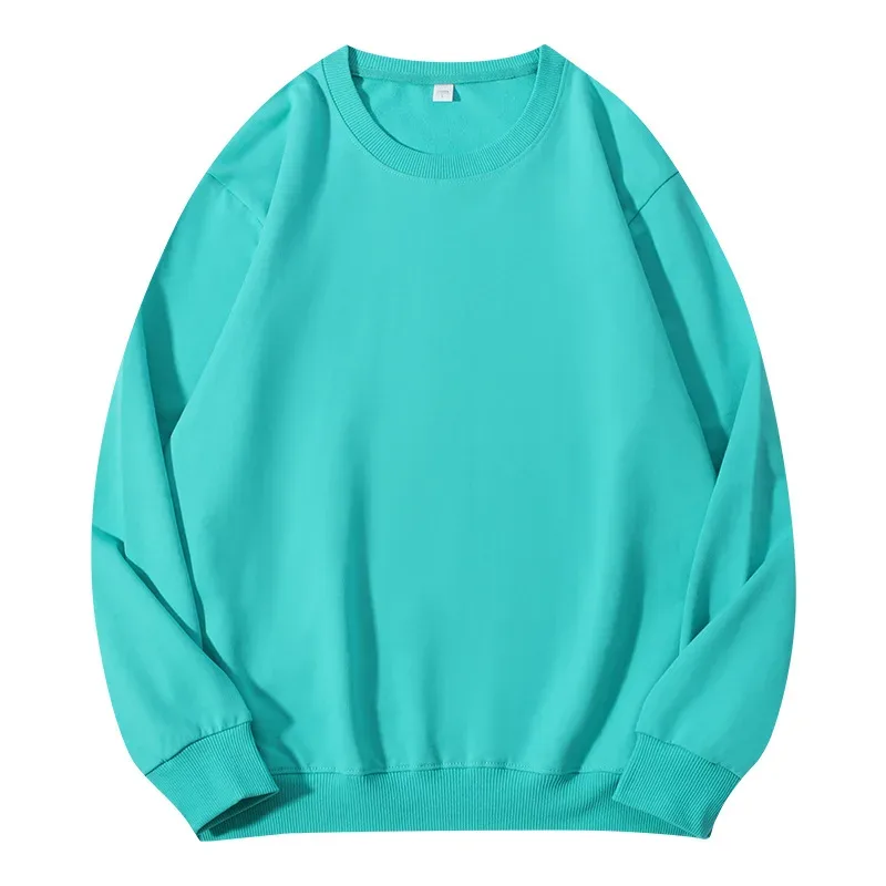 260g 100% Cotton Men's Hoodless Sweater Pullovers Sweatshirts Men Loose Solid Color Warm O Neck Tops Hip Hop Y2k Sweatshirt Tops — image 10