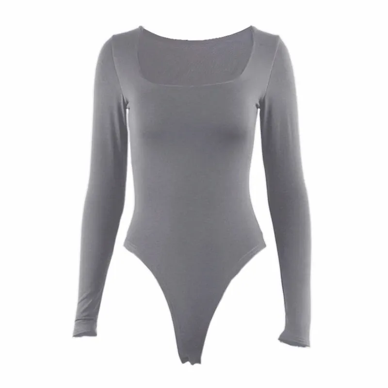 Long Sleeve Bodysuits Spring 2025 Square-Cut Collar Solid Bodycon Elastic Romper Sexy Y2k Pambabaeng Damit Fashion Club Party 2520 — image 10