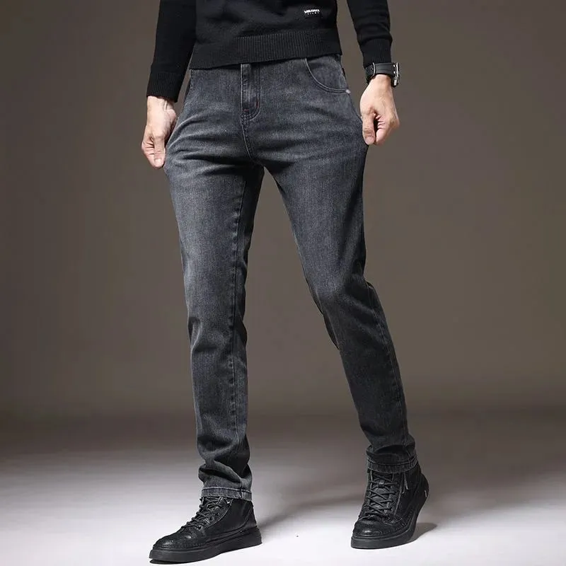 Men's New Stylish Embroidered Back Pocket Slim Fit Stretchy Jeans European Style Versatile Long Trousers — image 5