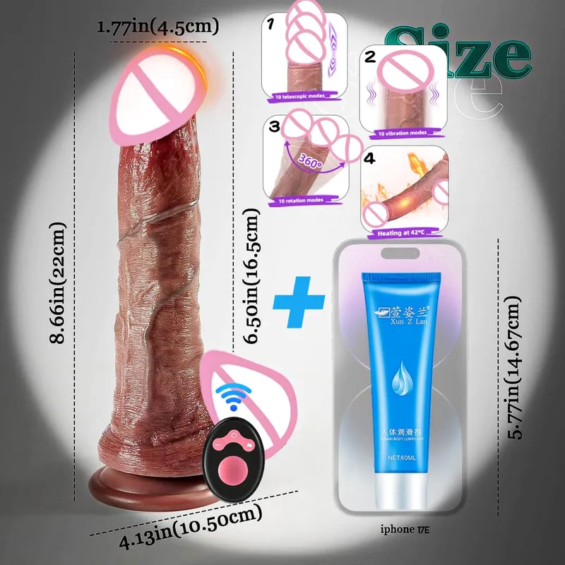 Realistico vibratore vibratore telescopico riscaldamento pene telecomando cazzo spinta grosso cazzo masturbazione per donne giocattoli sessuali per adulti — image 15