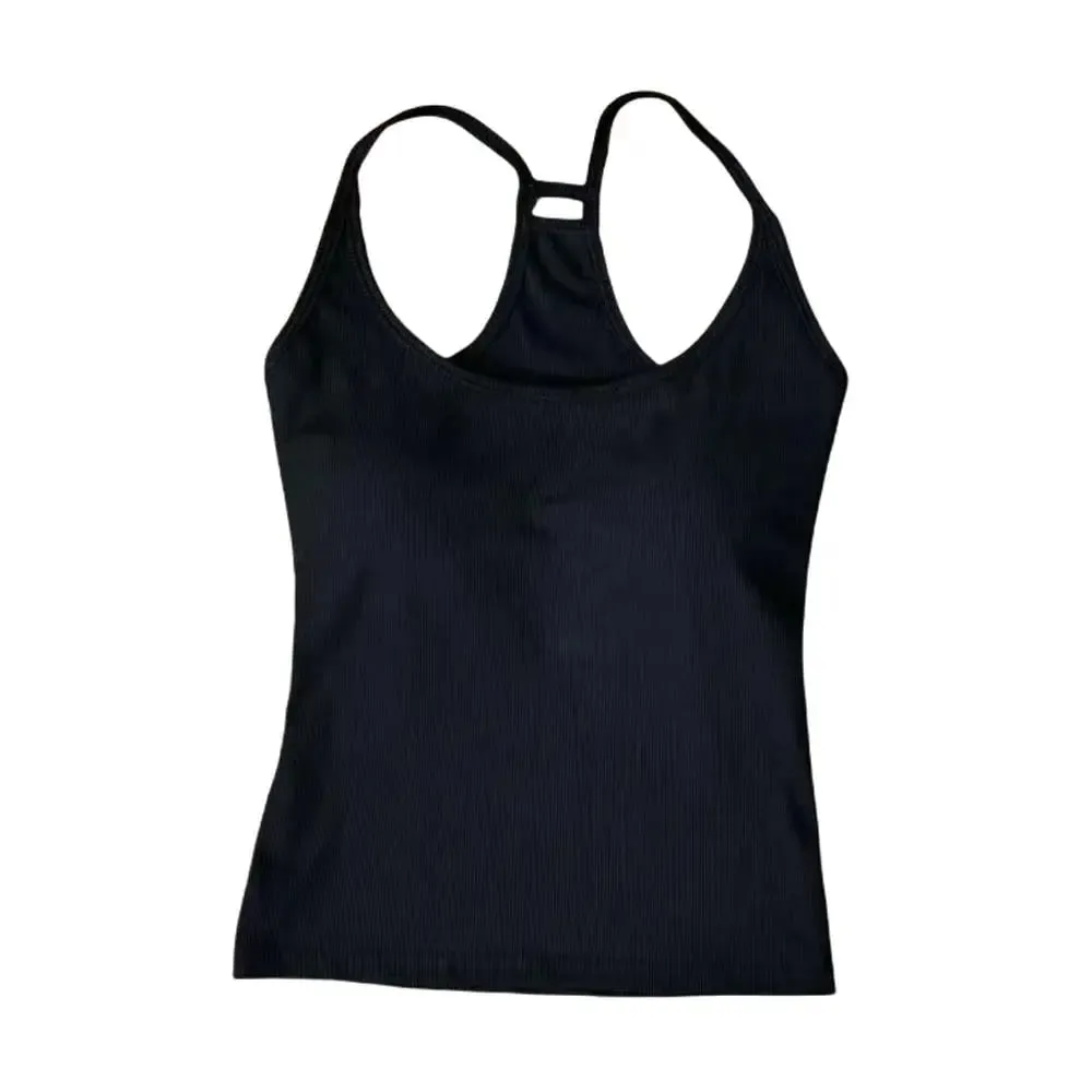 Korean Women's Solid Color Spaghetti Straps Sleeveless Slim Camisole With Chest Pad Wear Base Layer Summer Outdoor Wear — image 6