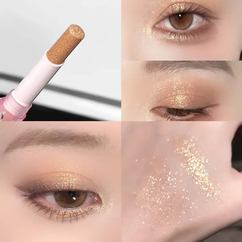 Funkelnder wasserfester Lidschatten-Textmarker, blauer Diamant-Gelee-Lidschattenstift, glitzernder rosa lila Lidschatten, erhellt das Make-up — image 14