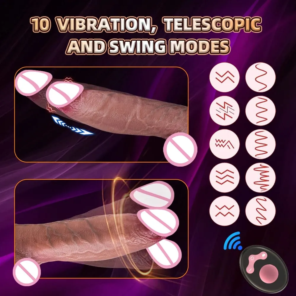Realistico vibratore vibratore telescopico riscaldamento pene telecomando cazzo spinta grosso cazzo masturbazione per donne giocattoli sessuali per adulti — image 3