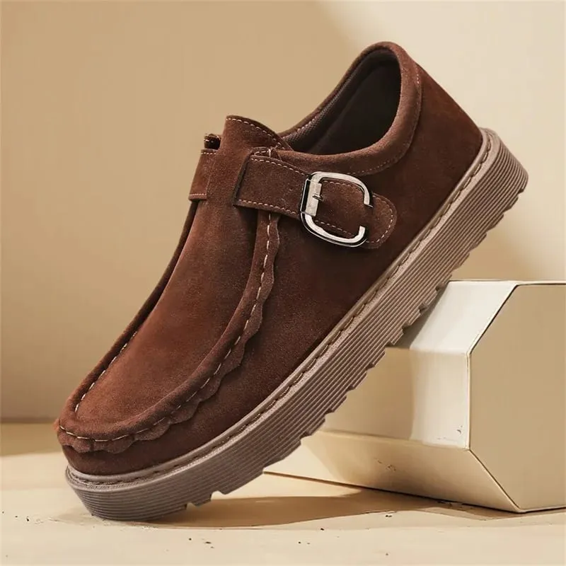 Loafers Kasual Suede Beige Lelaki dalam Saiz Besar Kasut Berjalan Tak Licin Bertapak Tebal Selesa Kasut Bergaya dan Bergaya 2025 — image 8