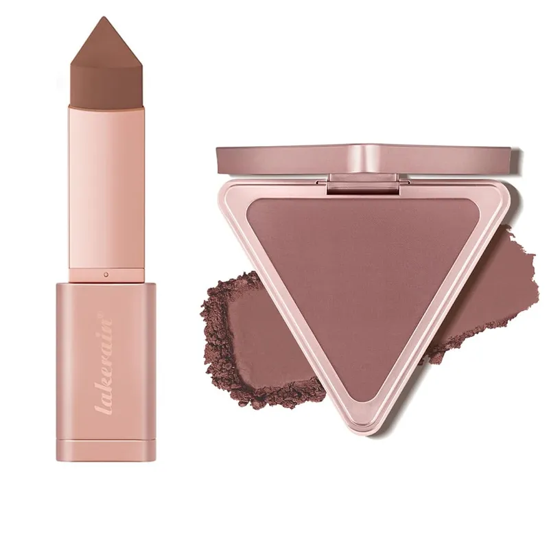 Paleta de ajuste de bronceador mate, barra bronceadora en crema en polvo para sombreado de contorno facial, efecto de maquillaje de larga duración, agua, 2 uds. — image 9