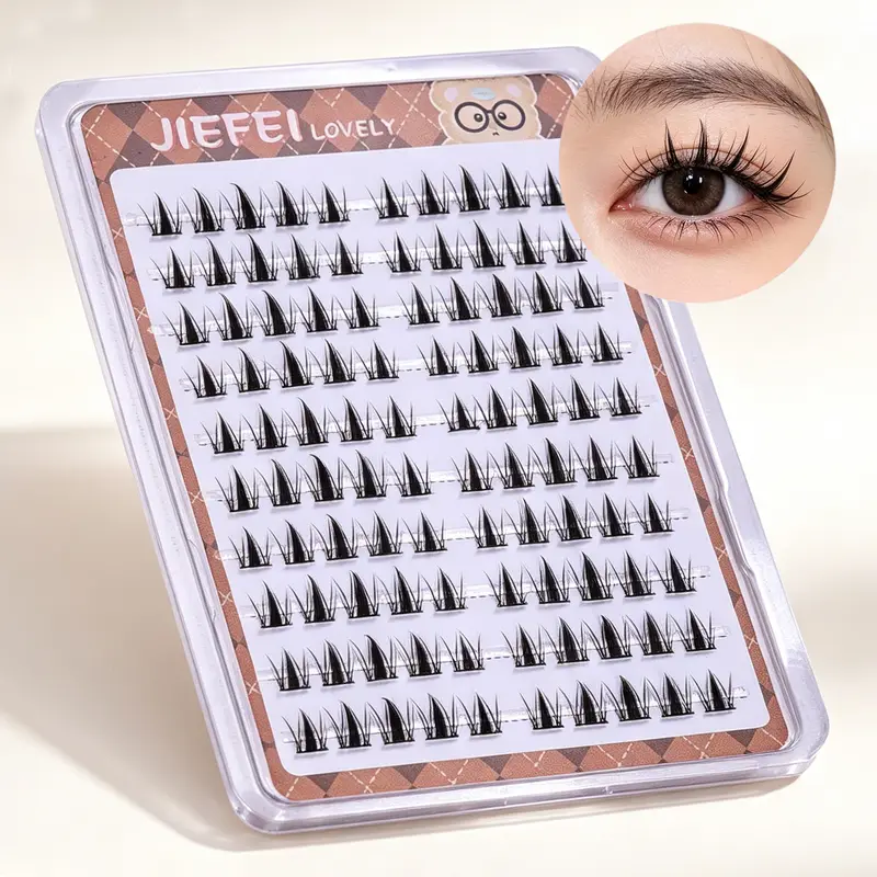 Cílios postiços individuais, 10 linhas, autoadesivos, sem cola, seccionados, reutilizáveis, faça você mesmo, extensões de maquiagem para os olhos