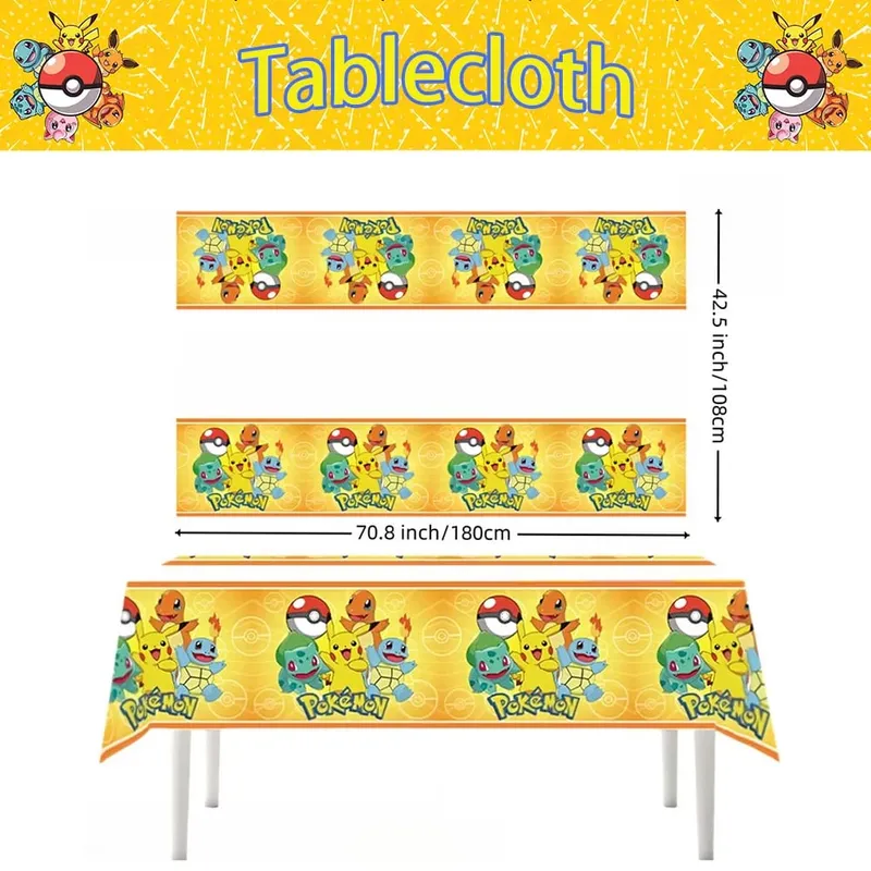 1/10 stk Pokemon dug Fødselsdagsdekoration Engangsdug Pikachu borddækning Børn Fødselsdagsgaver Baby Shower Supplies — image 8