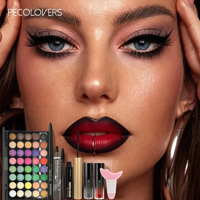 Kit de maquiagem multifuncional, 8 peças, conjunto de cosméticos de rosto inteiro com paleta de sombras multicoloridas, delineador, caneta de sobrancelha, rímel, brilho labial — image 5