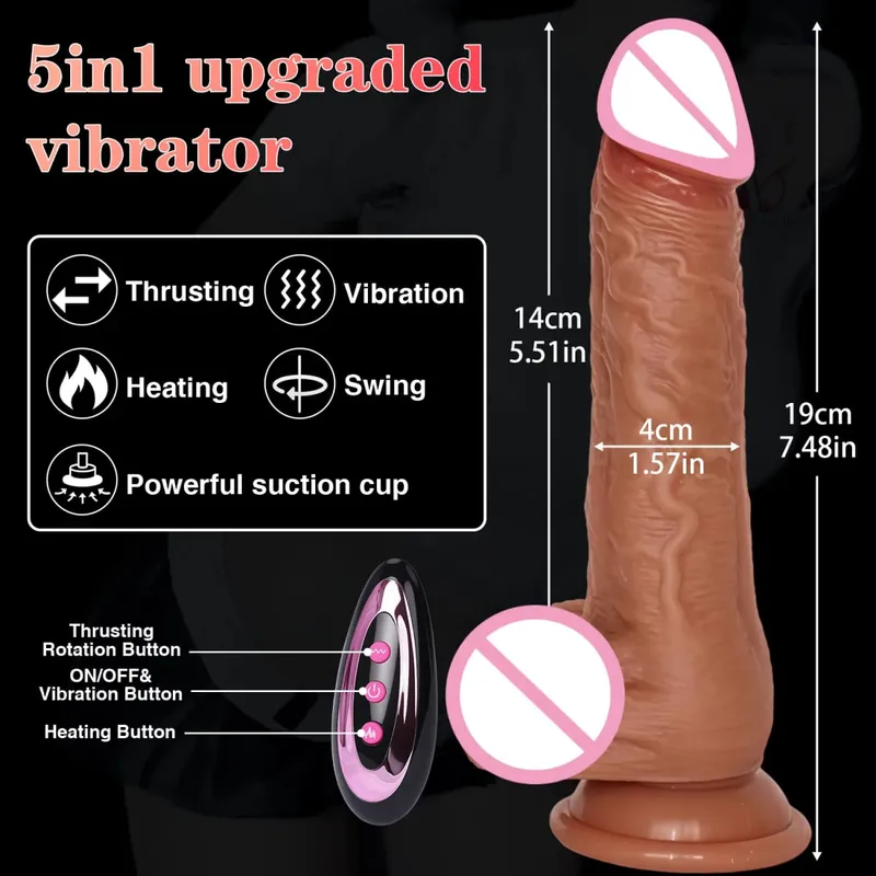 4 in 1 Stoßdildo-Vibrator, Fernbedienung, Heizung, Zunge lecken, Klitoris, G-Punkt, Schwanz, Sexspielzeug, Vagina, erwachsene Frau, Sex-Shop — image 7