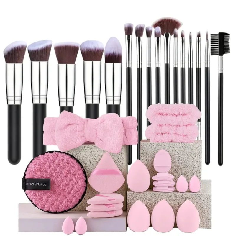 16 stk professionelt makeup børstesæt øjenskygge Contouring Foundation Highlight Indstilling Powder Blending Makeup Sponge Powder Puff — image 9