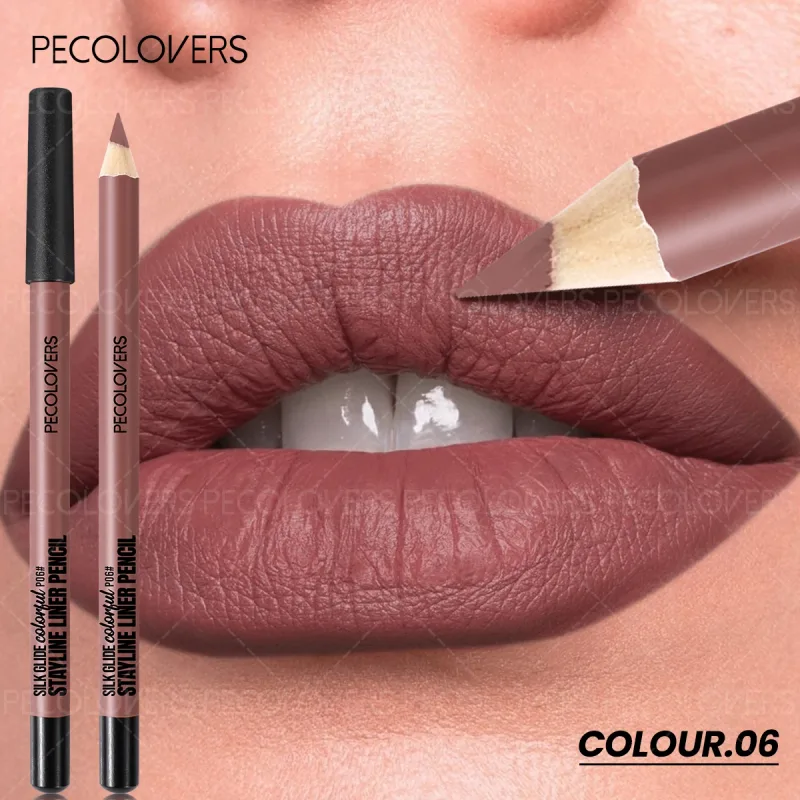 Matte Lipliner Kontur Bibir Belakang Kedua Bibir Gebu dan Menawan Tidak Mengeringkan Kosmetik Bibir Kalis Air Sesuai untuk Pemula — image 13