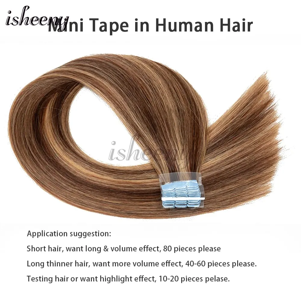 Mini taśma w doczepach z ludzkich włosów naturalne proste 10 sztuk/paczka niewidoczne maszynowe doczepiane włosy Remy 12-20 cali łatwe w noszeniu — image 3