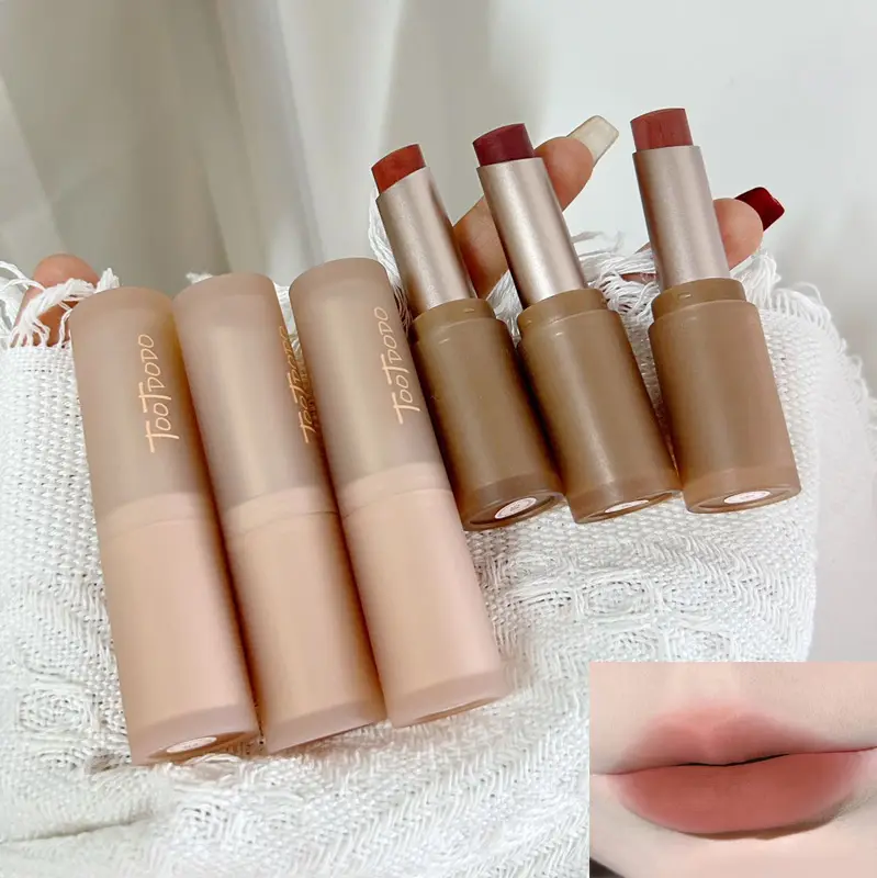 Toot Dodo Matte Lip Lumpur Cool Brown Ketepuan Rendah Kalis Air Mekap Bibir Berkabus Tahan Lama — image 1