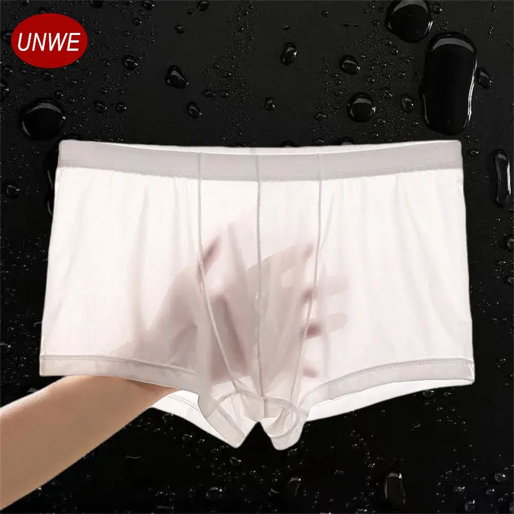 Transparente Boxer Männer Eis Seide Schnell Trocknend Männliche Badehose Sommer Nahtlose Unterwäsche Ultra-dünne Plus Größe Shorts — image 1