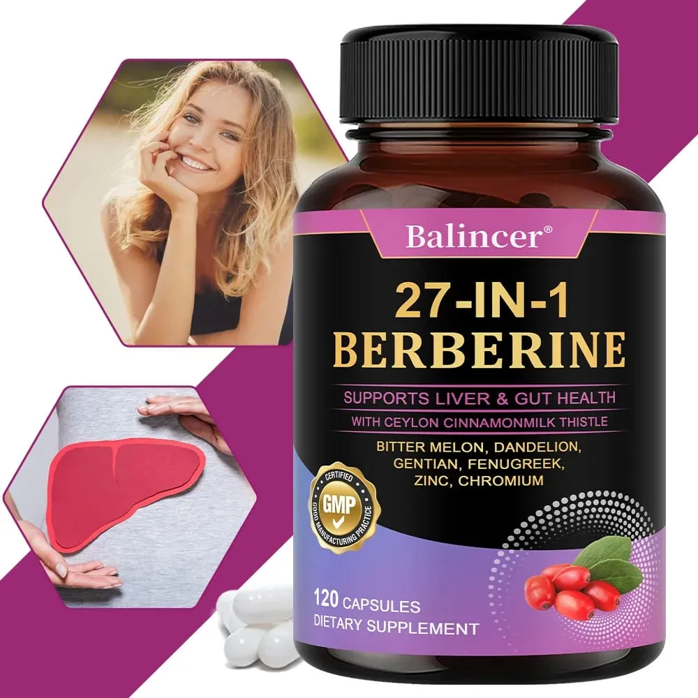 Berberine Capsules - with Ceylon Cinnamon - Blood Sugar Balance Cardiovascular Health Aid Digestion Promote Metabolism — image 1